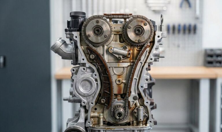 A close up of an engine on a table